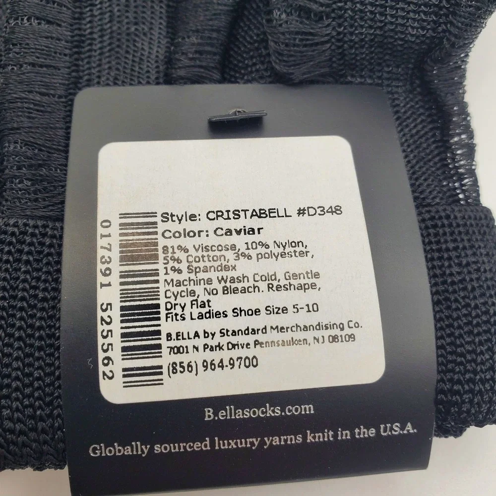 Black Lightweight Ankle Socks Medium Cuffed Caviar B.Ella Viscose NWT Cristabell